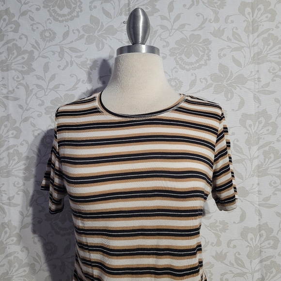 Zara women's striped short sleeve top size  L - Picture 2 of 8